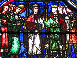 Becket talks with Henry II and Louis VII of France at Montmirail, Sens Cathedral